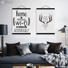 Load image into Gallery viewer, Abstract Deer Head WIFI Quotes Wooden Framed Canvas Paintings Modern Nordic Home Decor Big Wall Art Print Pictures Poster Scroll
