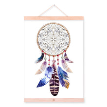 Load image into Gallery viewer, Indian Vintage Dreamcatcher Feather Wooden Framed Canvas Paintings Nordic Living Room Home Decor Wall Art Pictures Poster Scroll
