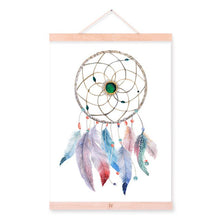 Load image into Gallery viewer, Indian Vintage Dreamcatcher Feather Wooden Framed Canvas Paintings Nordic Living Room Home Decor Wall Art Pictures Poster Scroll
