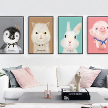 Load image into Gallery viewer, Cute Cartoon Animals Canvas Painting Girls Nursery Posters Print Nordic Wall Art Pictures for Kids Room Home Decoration Unframed
