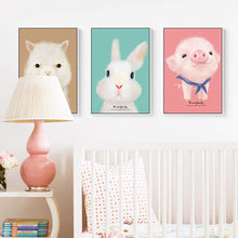 Load image into Gallery viewer, Cute Cartoon Animals Canvas Painting Girls Nursery Posters Print Nordic Wall Art Pictures for Kids Room Home Decoration Unframed

