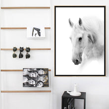Load image into Gallery viewer, New White Horse Canvas Painting Animal Poster and Print Nordic Wall Art Pictures for Office Living Room Home Decoration Unframed
