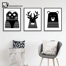 Load image into Gallery viewer, Woodland Animal Owl Fox Vintage Poster Nursery Wall Art Canvas Print Painting Nordic Style Simple Wall Picture Kid Bedroom Decor
