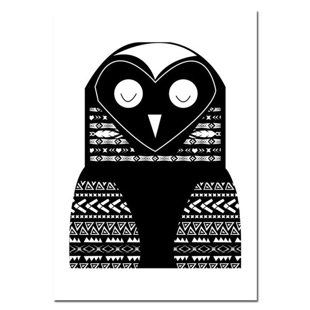 Woodland Animal Owl Fox Vintage Poster Nursery Wall Art Canvas Print Painting Nordic Style Simple Wall Picture Kid Bedroom Decor