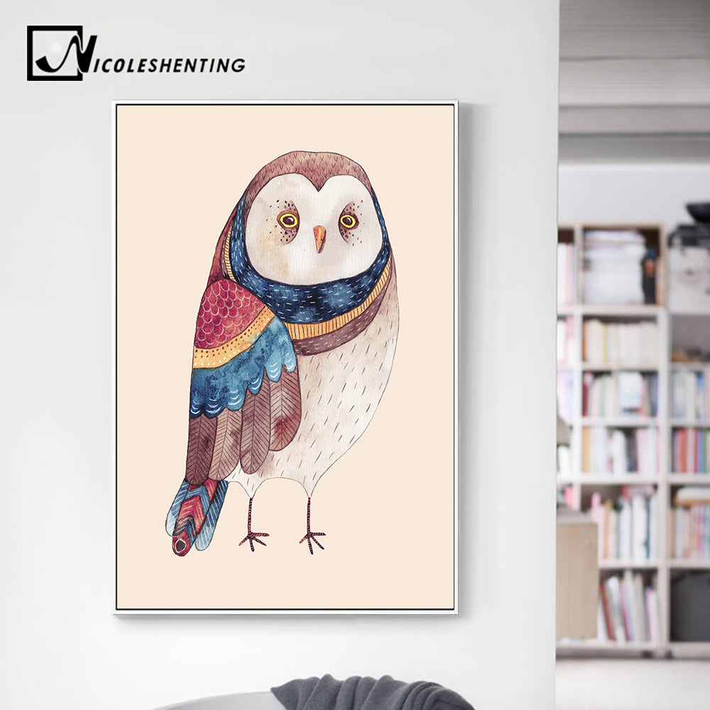 Nordic Style Watercolor Bird Canvas Posters Animal Minimalist Wall Art Canvas Prints Art Painting Decorative Picture Home Decor
