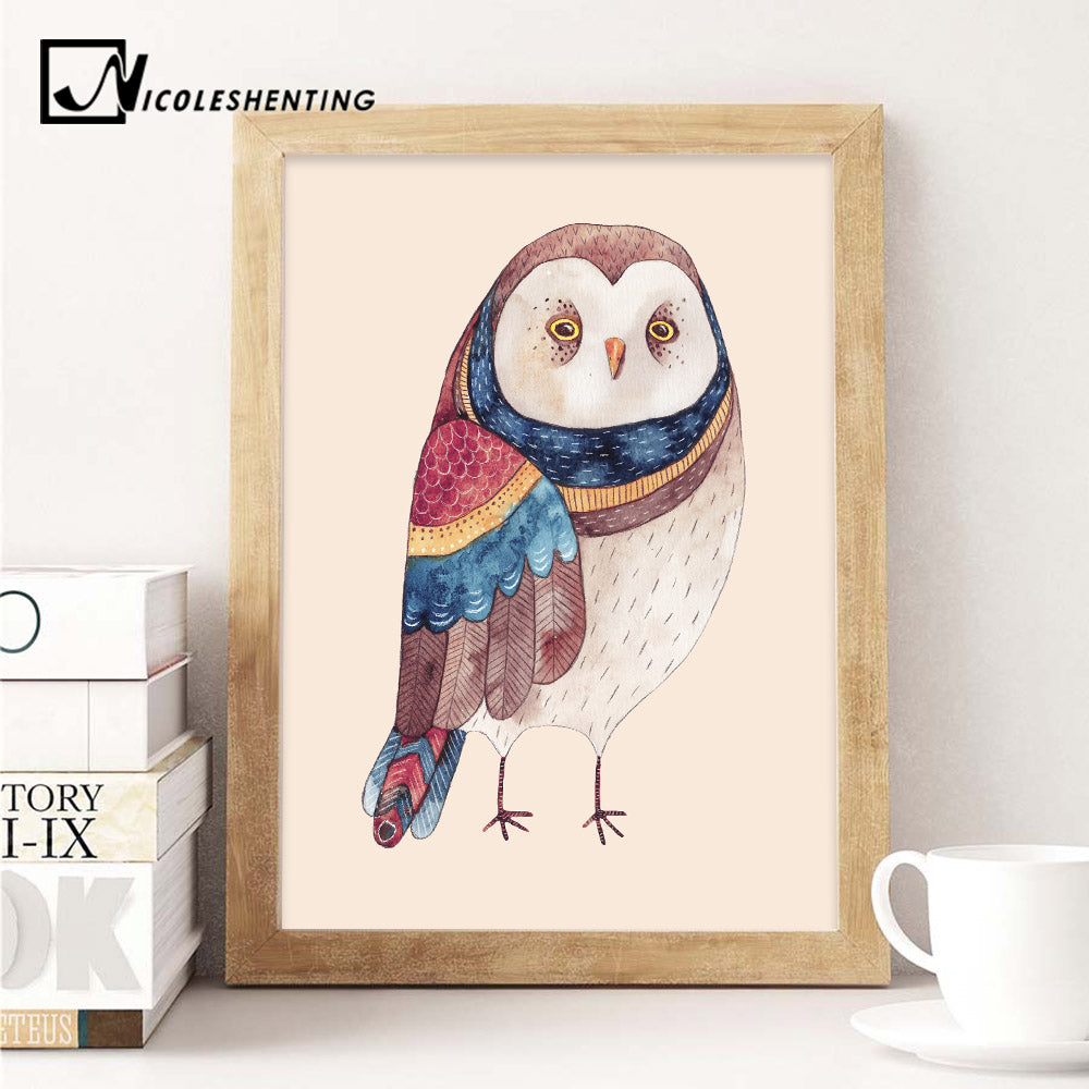 Nordic Style Watercolor Bird Canvas Posters Animal Minimalist Wall Art Canvas Prints Art Painting Decorative Picture Home Decor