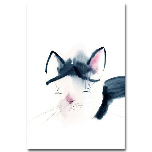 Nordic Watercolor Art Flamingo Cat Deer Minimalist Poster Animal Canvas Painting Wall Picture Print Home Kids Room Decoration