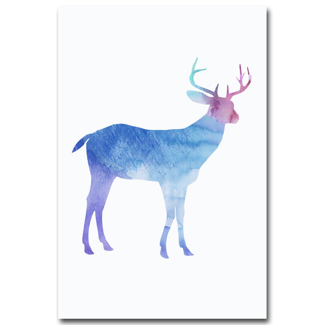 NICOLESHENTING Watercolor Deer Minimalist Art Canvas Poster Painting Animal Wall Picture Print Modern Home Kids Room Decoration