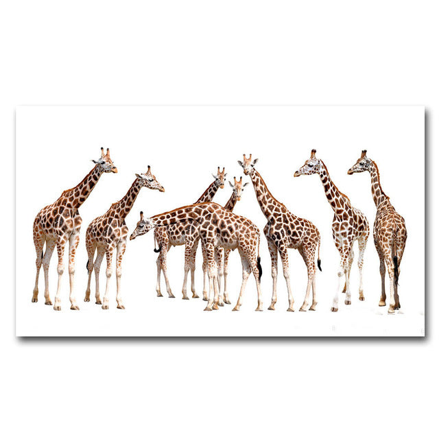 Giraffe Family Canvas Poster Minimalist Art Canvas Painting Animal Wall Picture Print Modern Children Living Room Decoration 242
