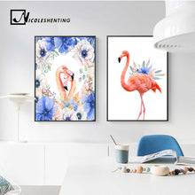 Load image into Gallery viewer, Watercolor Flamingo Flowers Nordic Canvas Poster Wall Art Canvas Prints Minimalist Painting Wall Picture for Bedroom Home Decor
