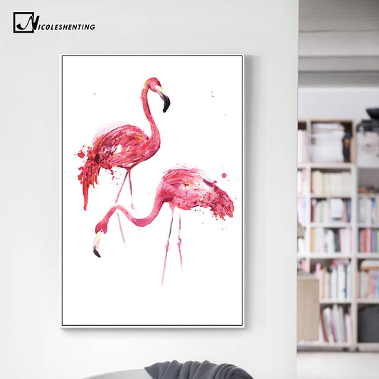 Watercolor Flamingo Poster Canvas Print Minimalist Wall Art Painting Decorative Picture for Living Room Decoration Home Decor