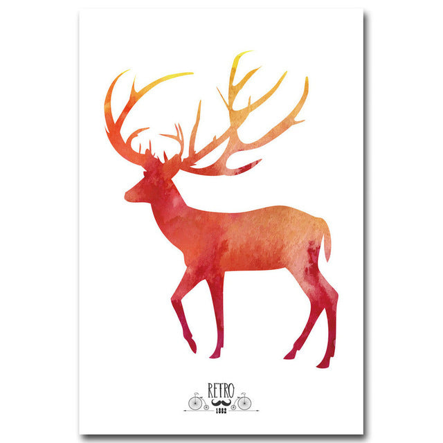 3 pcs Nordic Art Deer Flower Poster Minimalist A4 Canvas Painting Abstract Wall Picture Print Modern Home Bedroom Room Decor 213