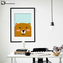 Load image into Gallery viewer, NICOLESHENTING Cartoon Animal Bear Pig Cat Minimalist Art Canvas Poster Painting Nursery Wall Picture  Modern Baby Room Decor
