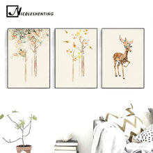 Load image into Gallery viewer, Deer Forest Abstract Posters and Prints Landscape Painting Wall Art Canvas Picture for Living Room Nordic Decoration
