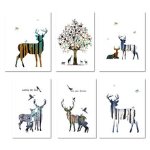 Load image into Gallery viewer, Deer Forest Silhouette Wall Art Canvas Nordic Posters and Prints Abstract Painting Wall Pictures for Living Room Home Decor
