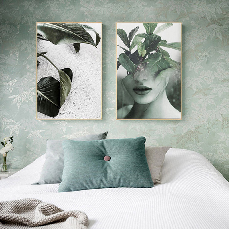 Nordic Decoration Art Poster Paintings Leaf Girl Wall Art Canvas Painting Canvas Art Print Posters And Prints Unframed Picture