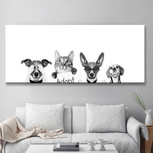 Load image into Gallery viewer, Modern Cute Dogs Cat Canvas Painting Animal Posters Prints Black and White Wall Art Pictures for Living Room Home Decor Unframed
