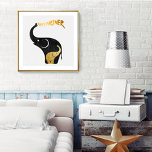 Load image into Gallery viewer, Abstract Happy Elephant Canvas Paintings Cartoon Animals Poster Print Nordic Wall Art Pictures Nursery Kids Home Decor No Frame
