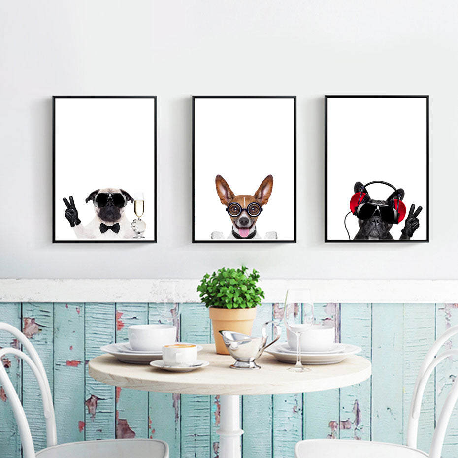 Modern Fashion Humour Dogs Canvas Painting Animals Posters and Prints Pop Wall Art Pictures for Living Room Home Decor Unframed