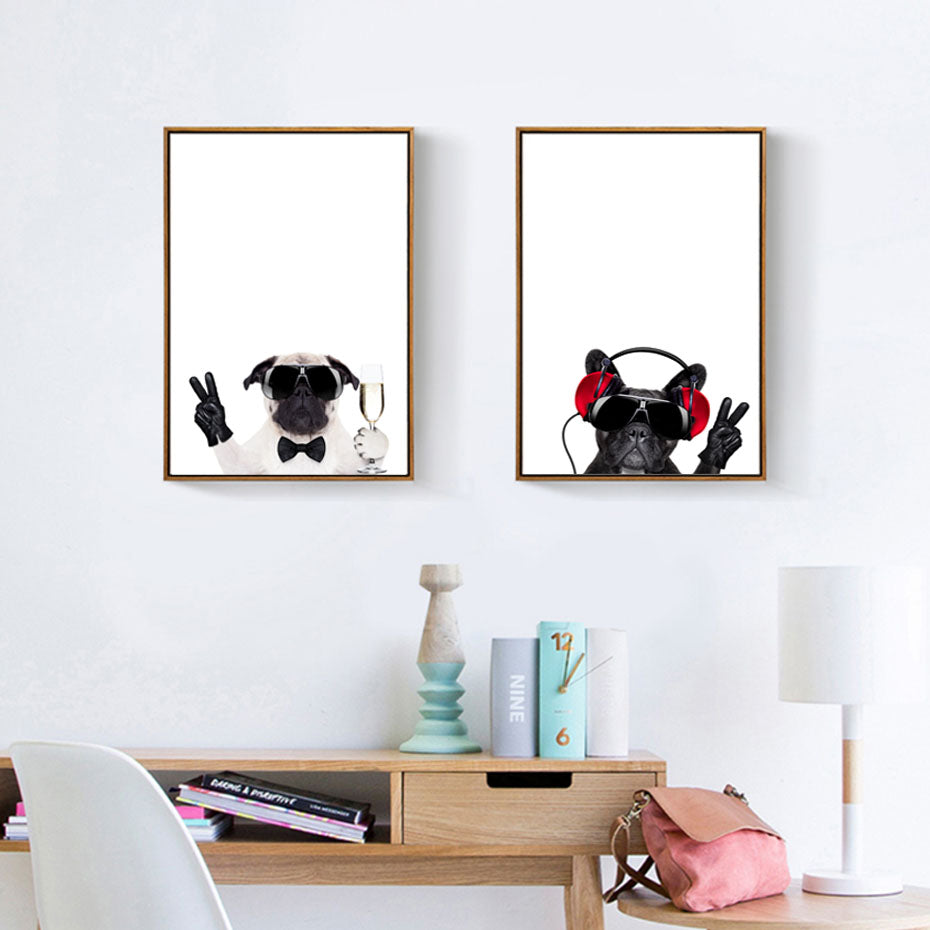 Modern Fashion Humour Dogs Canvas Painting Animals Posters and Prints Pop Wall Art Pictures for Living Room Home Decor Unframed