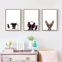 Load image into Gallery viewer, Modern Fashion Humour Dogs Canvas Painting Animals Posters and Prints Pop Wall Art Pictures for Living Room Home Decor Unframed
