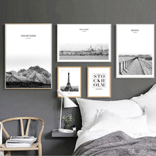 Load image into Gallery viewer, Landscape Canvas Paintings Inspiring Nordic Black White Minimalist Poster Print Wall Art Picture for Kids Living Room Home Decor
