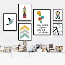 Load image into Gallery viewer, nordic room decoration painting wake up with laughters arrow head signs print art poster painting WT0021
