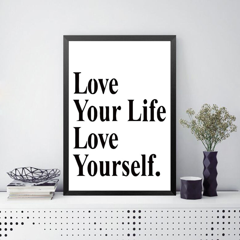 Love Life Love Yourself Modern Quotes Canvas Prints Poster For Room Office Wall Decor Spray Printings Poster Art Painting YT0073