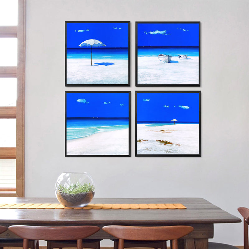 Blue Seaside Scenery Pictures Wall Decor Painting Canvas Art Print Poster, Wall Pictures For Home Decor HD2177