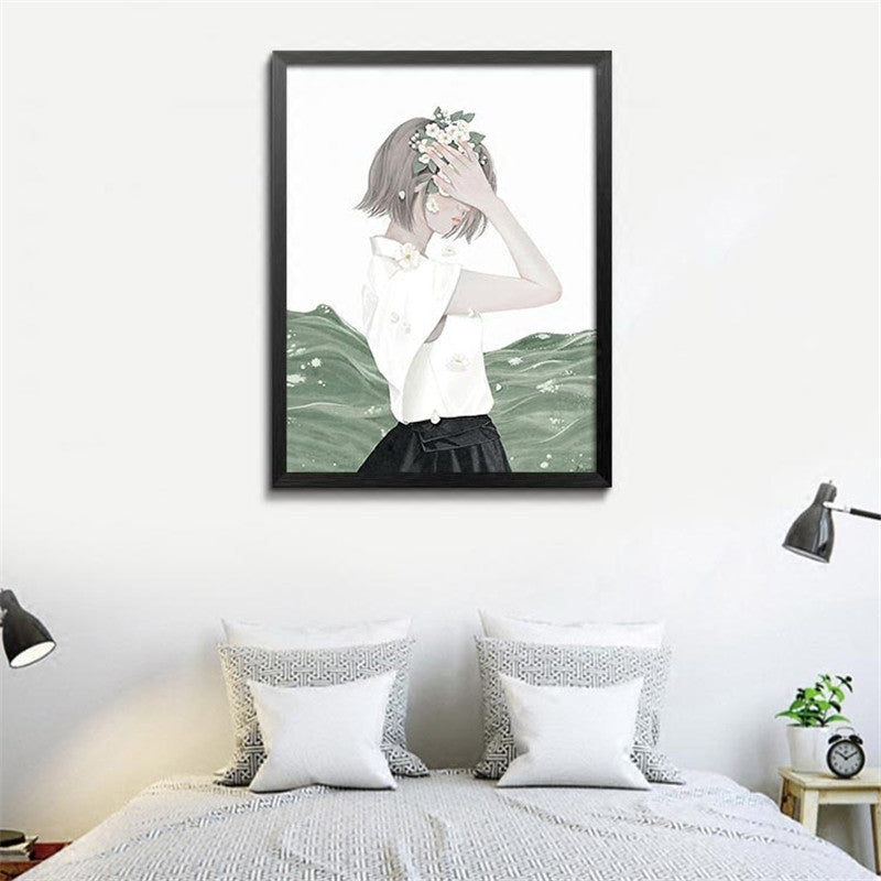 Green Plant Cactus Canvas Art Print Painting Poster, Girl Wall Picture for Home Decoration, Wall Decor YT0027
