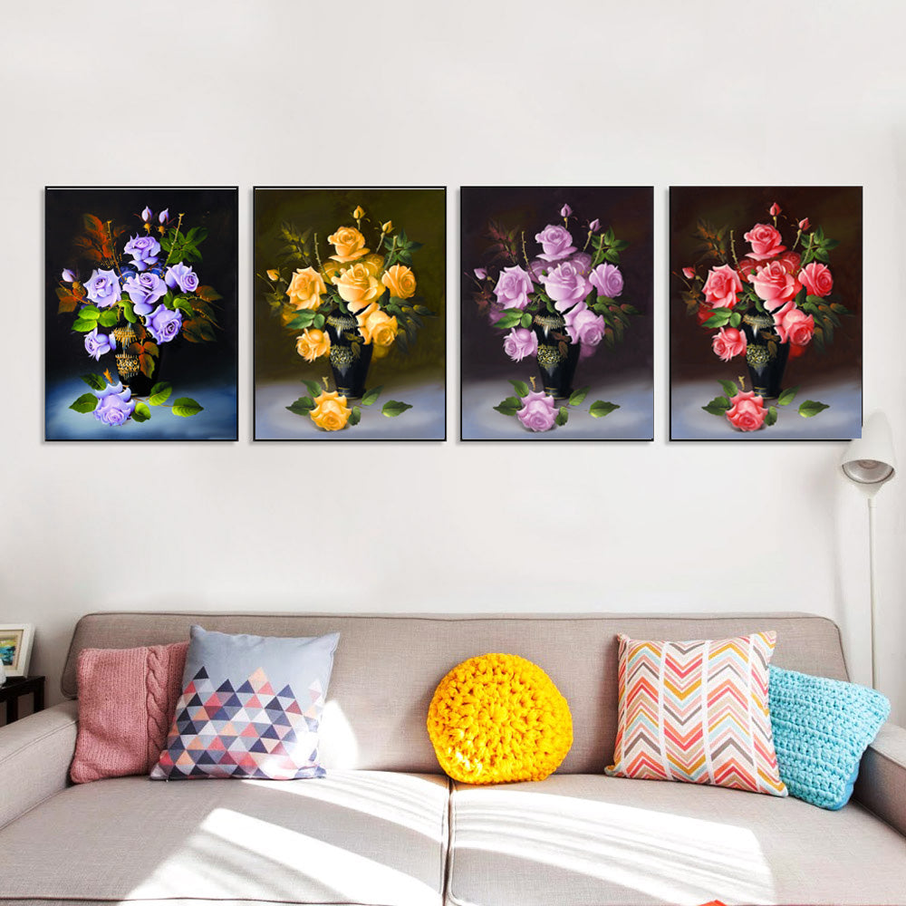 Chinese Rose Modern Flowers Poster Prints Wall Pictures Canvas Painting No Framed Room Decor HD2081