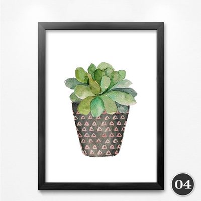 green small plants modern painting art wall picture abstract potted plants posters and prints YT0005-1