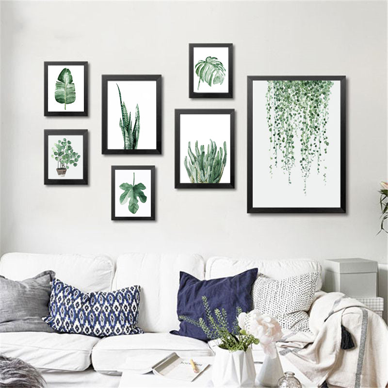 fresh green plants canvas painting fashion watercolor plants living room decor wall art print poster painting YT0069