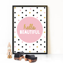 Load image into Gallery viewer, Posters And Prints Wall Art Canvas Painting Hello Beautiful Kids Room Girl Cartoon Art Print Paintings Nordic poster Unframed
