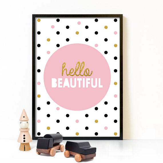 Posters And Prints Wall Art Canvas Painting Hello Beautiful Kids Room Girl Cartoon Art Print Paintings Nordic poster Unframed