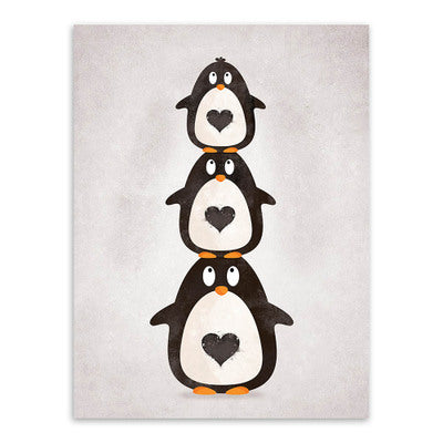 Modern Nordic Animals Bear Hippo Penguins Poster Print Nursery Wall Art Picture Canvas Painting Kids Room Decor HD1846