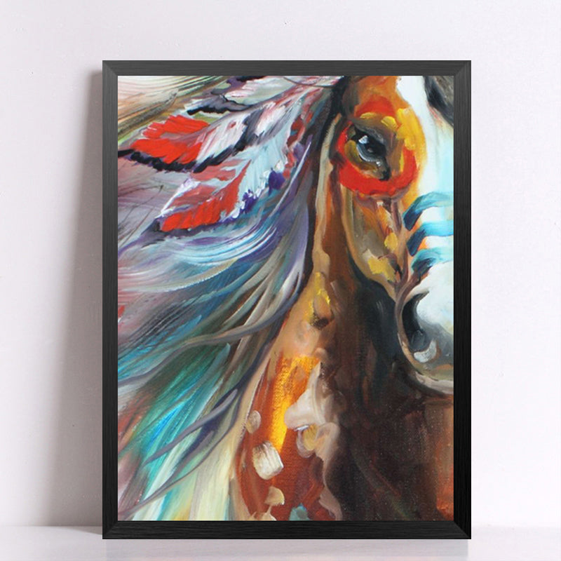 Modern Indians Horse Picture on Canvas Wall Art Painting Hang Oil Painting Abstract Wall Picture Canvas Painting No Frame HD2052