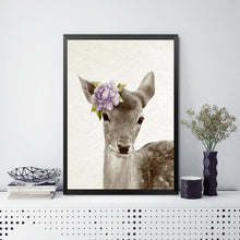 Load image into Gallery viewer, Kawaii Animals With Flowers Deer Art Prints Poster Nursery Wall Picture Canvas Painting Kids Room Decor No Frame HD2239
