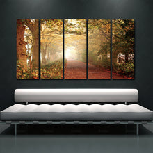 Load image into Gallery viewer, 5 Pieces (No Frame) Green Forest Art Modern Scenery Canvas Painting On Canvas Beautiful Woods Landscape Oil Painting By Numbers
