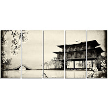 Load image into Gallery viewer, Unframed 3 Panel Traditional Chinese Ink Painting On Canvas Architecture Print Canvas Wall Home Decor For Living Room Art Gift
