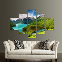 Load image into Gallery viewer, Snow Mountain Lakes, Woods 5 Panels Wall Art Canvas Paintings Wall Decorations for Artwork Giclee Wall Artwork Home Decor
