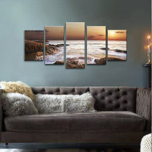 Load image into Gallery viewer, Rocky Sea Modern 5 Panels Seascape Canvas Prints Artwork Sea Beach Pictures Paintings on Canvas Wall Art for Decorations
