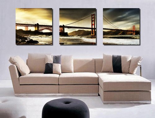Spirit Up Art Huge San Francisco Golden Gate Bridge Picture Painting on Canvas Print Modern Home Decorations Wall Art
