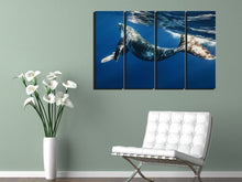 Load image into Gallery viewer, BANMU 4 Piece Frameless Swimming Whale In Blue Sea Canvas Print Animal Pictures Wall Art Oil Painting for Living Room Decoration
