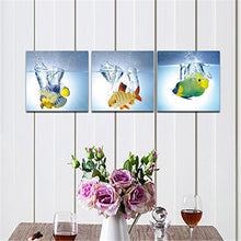 Load image into Gallery viewer, Happy Fish 3 Panels Modern Animal Picture Photo Paintings on Canvas Wall Art for Bedroom Kitchen Home Decorations
