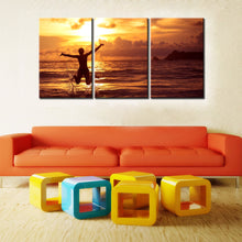 Load image into Gallery viewer, 3pcs Print poster canvas Wall Art Sunrise sea coconut trees art oil painting Modular pictures on the wall sitting room(no frame)
