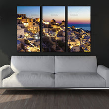 Load image into Gallery viewer, 3 Pieces Wall Art Painting Santorini At Night Prints On Canvas The Picture City Pictures Oil For Home Modern Decoration Print
