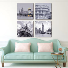 Load image into Gallery viewer, 4 Piece Famous Buildings Roman Colosseum Big Ben  Eiffel Tower Oil Painting Wall for Home and Office Decor
