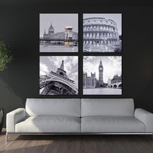 Load image into Gallery viewer, 4 Piece Famous Buildings Roman Colosseum Big Ben  Eiffel Tower Oil Painting Wall for Home and Office Decor
