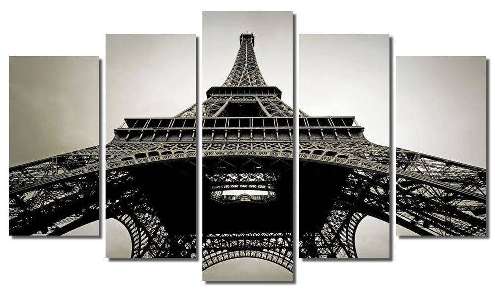 5 Panel Wall Paintings Modern Printed Paris Eiffel Tower Landscape Oil Painting Wall Art Picture For Living Rom No Frame